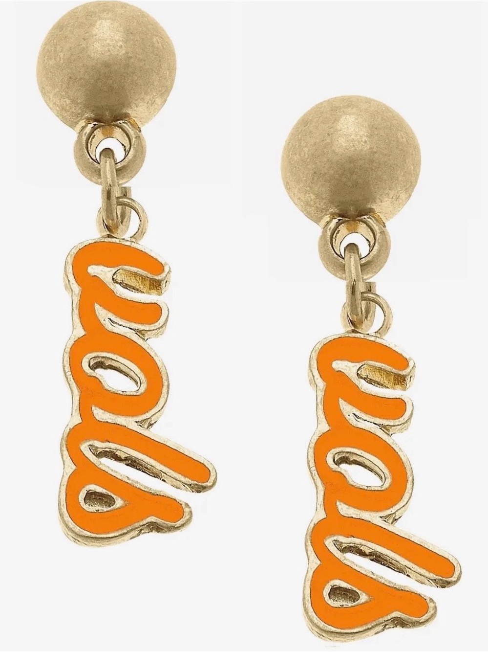 Gold and Orange Script Drop Earrings - Women Jewelry Earrings